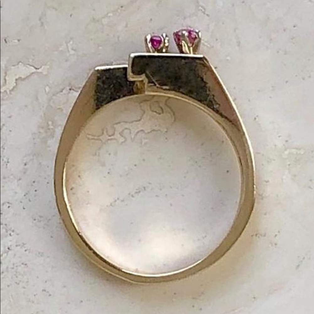 14k Solid Gold Ruby Spinel Ring Mid Century - image 3